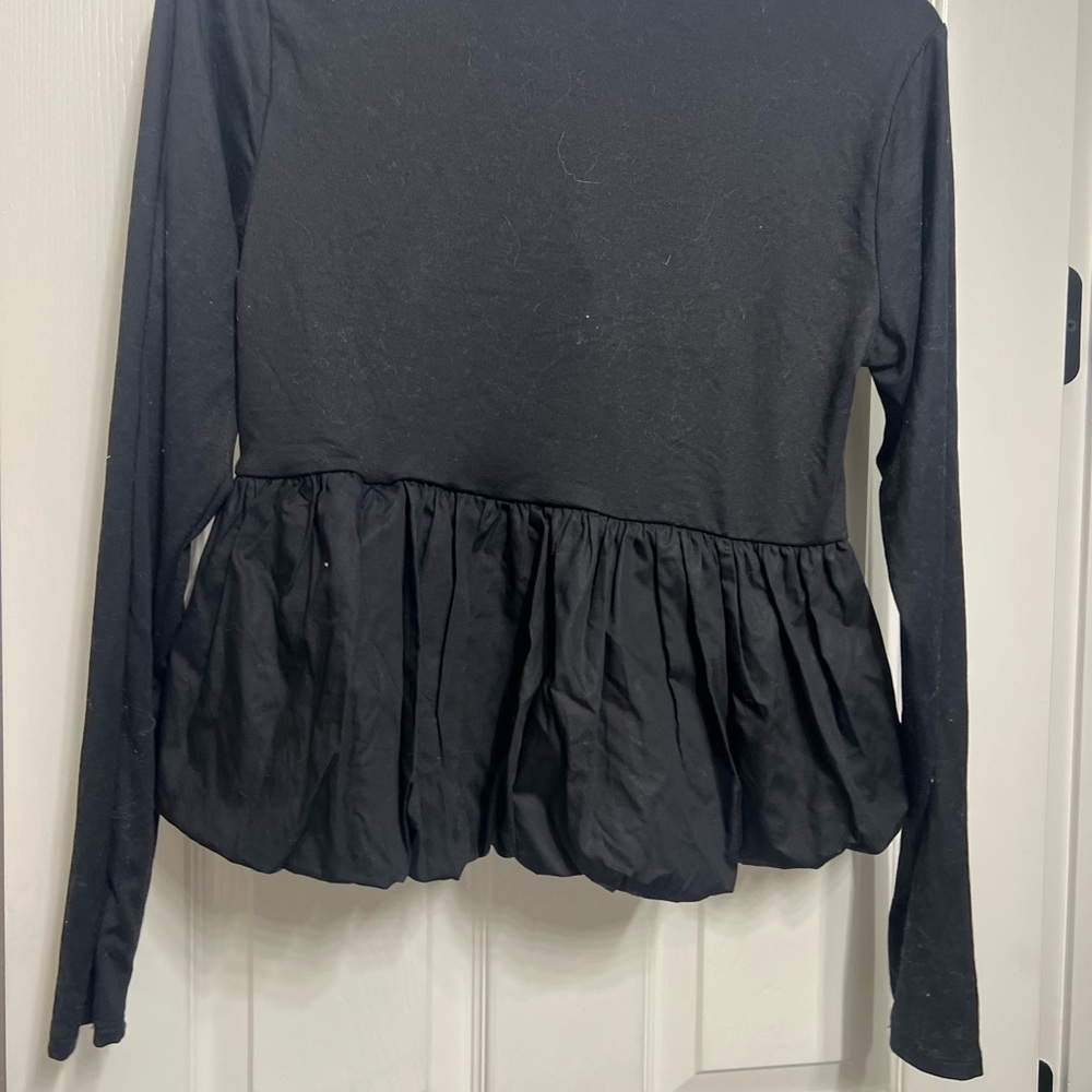 Wild Fable Black Long Sleeve Peplum Blouse - Picture 5 of 6